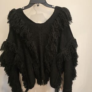 Fringed Black Sweater